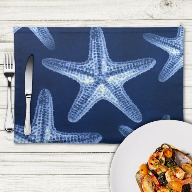 coastal chic beach rustic nautical blue starfish placemat (coastal chic beach rustic nautical blue starfish placemat)