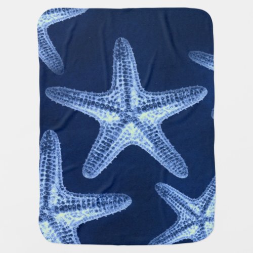 coastal chic beach rustic nautical blue starfish swaddle blanket