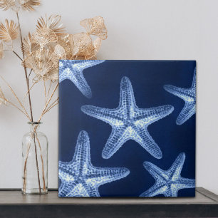 coastal chic beach rustic nautical blue starfish tile