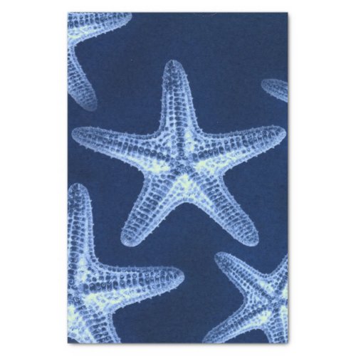 coastal chic beach rustic nautical blue starfish tissue paper