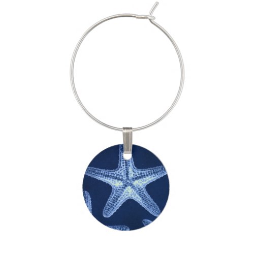 coastal chic beach rustic nautical blue starfish wine charm