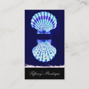 coastal chic beach rustic nautical navy seashells business card