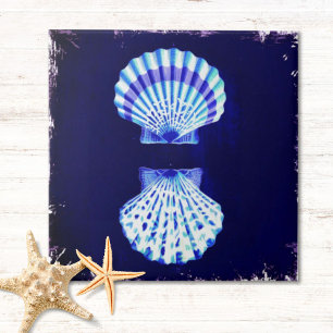 coastal chic beach rustic nautical navy seashells ceramic tile