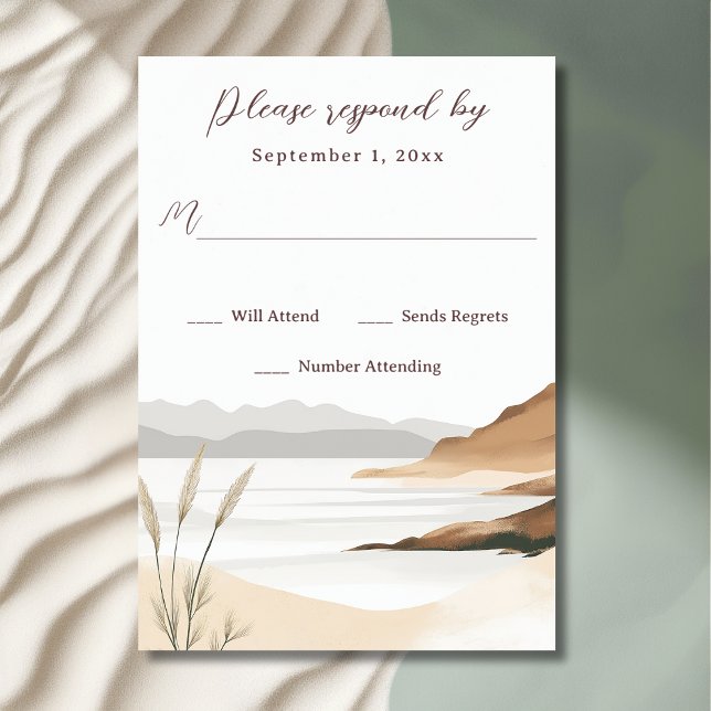 Coastal Chic Beach Watercolor Wedding RSVP Card (Front - Coastal Chic Beach Watercolor Wedding RSVP Card)