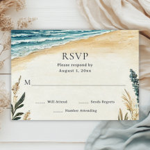 Coastal Chic Beach Watercolor Wedding