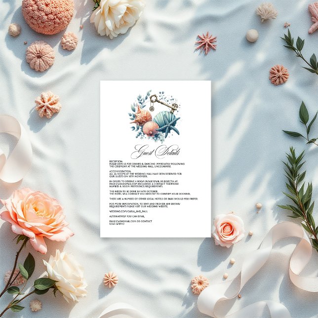 Coastal Chic Beach Wedding Guest Details Enclosure Card (Coastal Chic Beach Wedding Guest Details Enclosure Card)