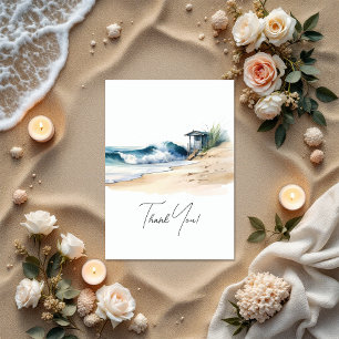 Coastal Chic Beach Wedding Photo Thank You Card