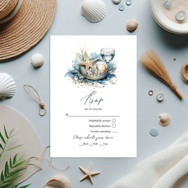 Coastal Chic Beach Wedding RSVP Card (Coastal Chic Beach Wedding RSVP Card)