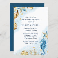 Coastal Chic | Blue and Gold Housewarming Party Invitation