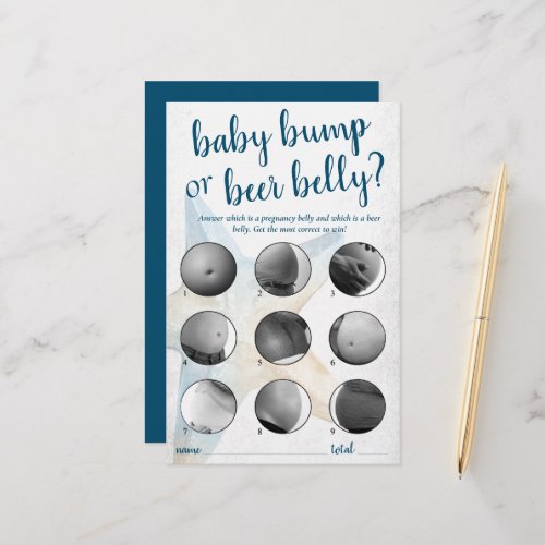 Coastal Chic  Blue Baby Bump or Beer Belly Game