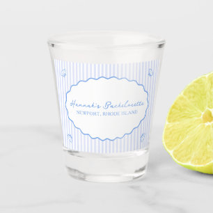 Coastal Chic Blue Bachelorette Seersucker Shell Shot Glass