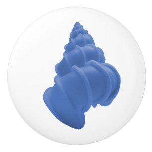 Coastal chic blue pastel wentletrap seashell ceramic knob