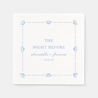 Coastal Chic Blue Personalized Rehearsal Dinner Napkins
