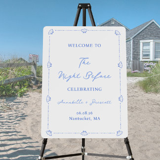 Coastal Chic Blue Rehearsal Dinner Welcome Sign