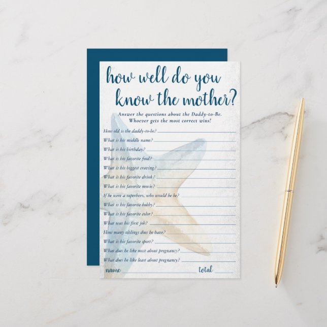 Coastal Chic | Blue Starfish Who Knows Daddy Game (Front/Back In Situ)