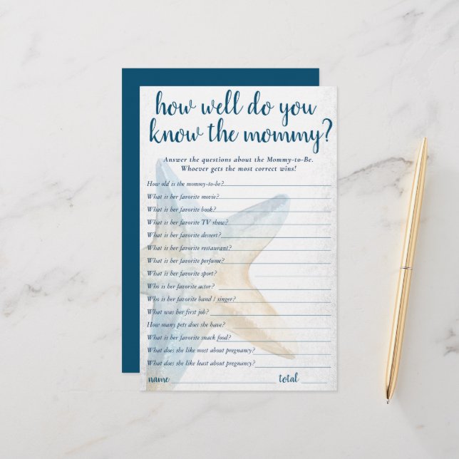 Coastal Chic | Blue Starfish Who Knows Mommy Game (Front/Back In Situ)