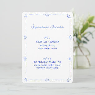Coastal Chic Blue Wedding Signature Drinks Sign
