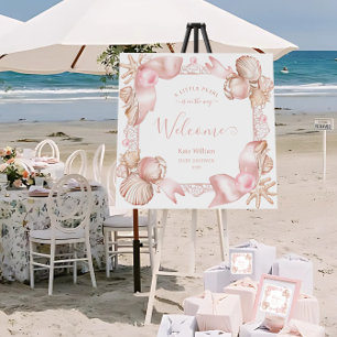 Coastal chic blush pearl Baby Shower Welcome Foam Board
