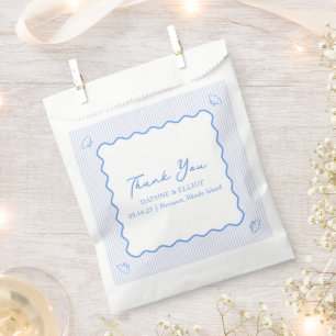 Coastal Chic Elegant Blue Wedding Thank You Favor Bag
