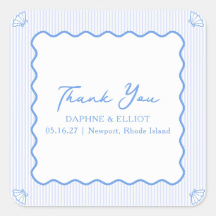 Coastal Chic Elegant Seaside Wedding Thank You Square Sticker