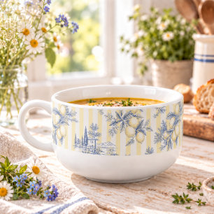 Coastal Chic Exotic Island Citrus Toile de Jouy Soup Mug