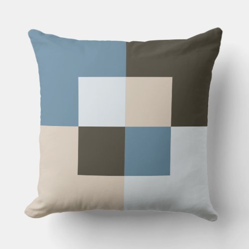  Coastal Chic Geometric Blue and Brown Outdoor Pillow