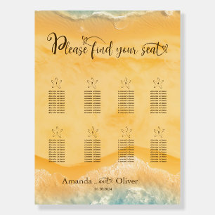 Coastal Chic Golden Sand Turquoise Wedding seating Foam Board