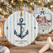 Coastal Chic Love Anchors Us Bow Stripe Photo