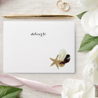 Coastal Chic Minimalist Beach Wedding Invitation Envelope