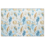 Coastal Chic | Modern Blue and Gold Under the Sea Fabric