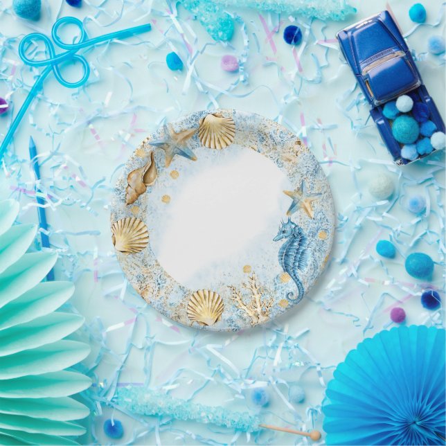 Coastal Chic | Modern Blue and Gold Under the Sea Paper Plates (Party)