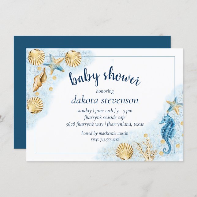 Coastal Chic | Modern Coral Reef Baby Shower Invitation (Front/Back)
