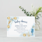 Coastal Chic | Modern Coral Reef Baby Shower Invitation (Standing Front)