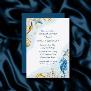 Coastal Chic Modern Coral Reef Couple Shower Invitation