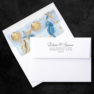 Coastal Chic Modern Coral Reef Party Envelope Liner