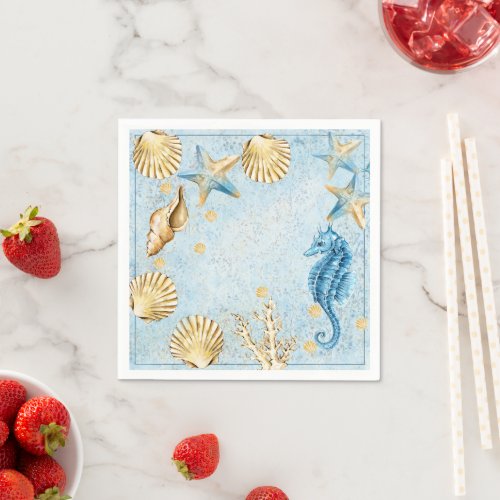 Coastal Chic  Modern Coral Reef Party Napkins