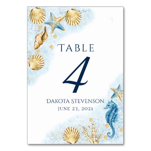 Coastal Chic  Modern Coral Reef Party Table Number