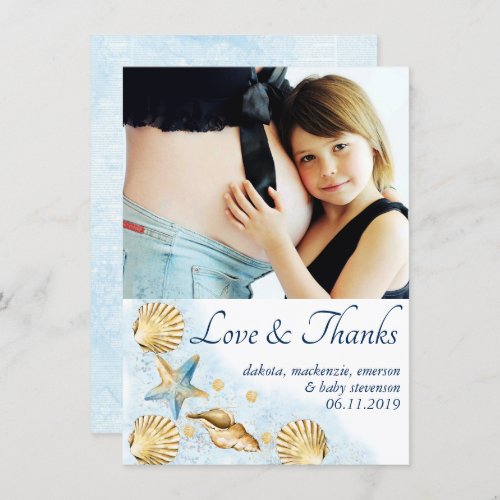 Coastal Chic  Modern Coral Reef Photo Baby Shower Thank You Card
