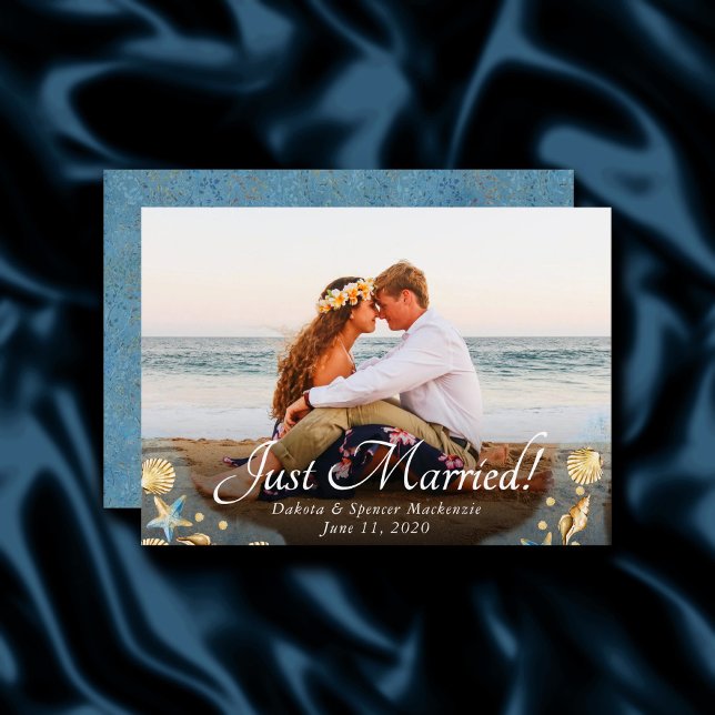 Coastal Chic | Modern Coral Reef Photo Wedding Announcement (Creator Uploaded)