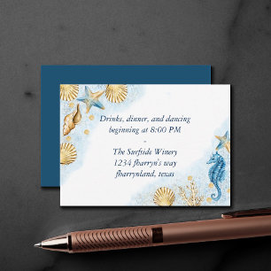 Coastal Chic Modern Coral Reef Reception Details Enclosure Card
