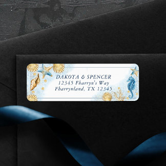 Coastal Chic | Modern Coral Reef Return Address Label