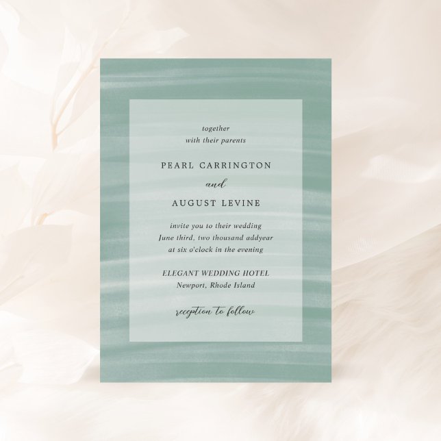 Coastal Chic Muted Green Elegant Wedding Invitation (Creator Uploaded)