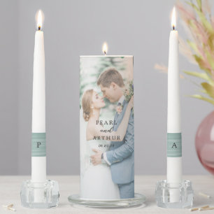Coastal Chic Muted Green Elegant Wedding Unity Candle Set
