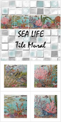 Coastal Chic Ocean Sea Life Beach Tile Mural 