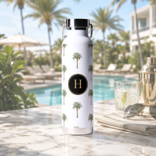 Coastal Chic Palm Tree Monogram Water Bottle