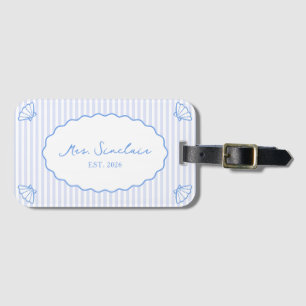 Coastal Chic Personalized Blue Honeymoon Mrs Luggage Tag