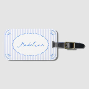 Coastal Chic Personalized Blue Stripe Bachelorette Luggage Tag