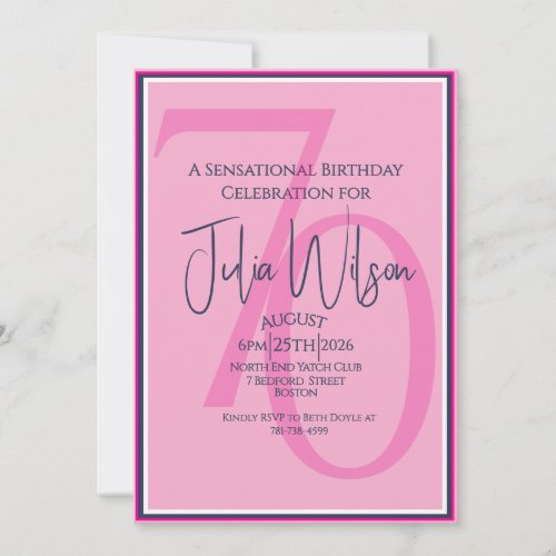 Coastal Chic Pink 70th Birthday  Invitation