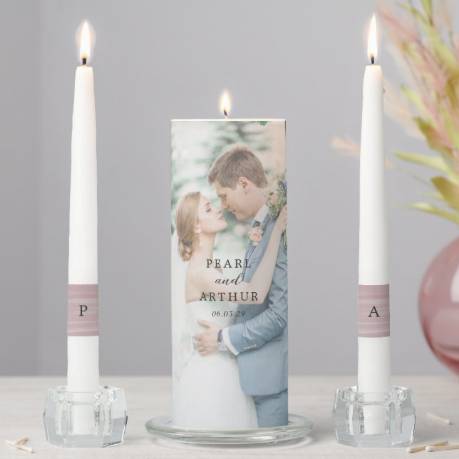 Coastal Chic Pink Elegant Wedding Unity Candle Set (In Situ)