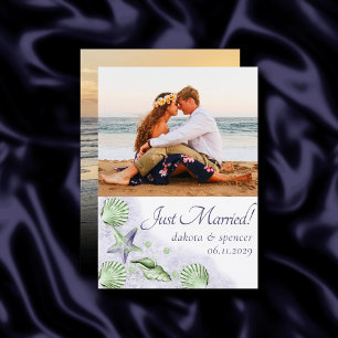 Coastal Chic Purple and Green Nautical Photo Announcement